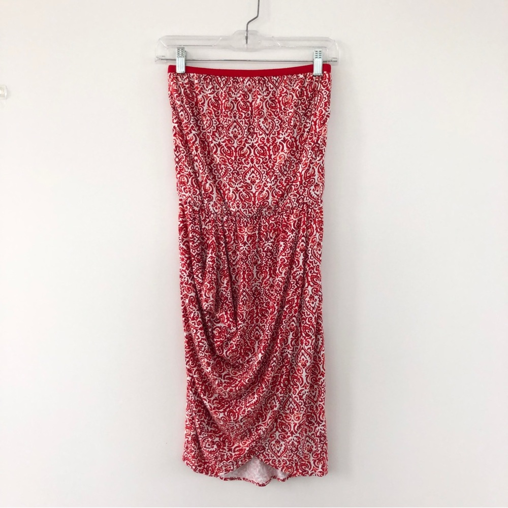 Michael Stars Dress Anthropologie Strapless Filigree Jersey Red Chili S